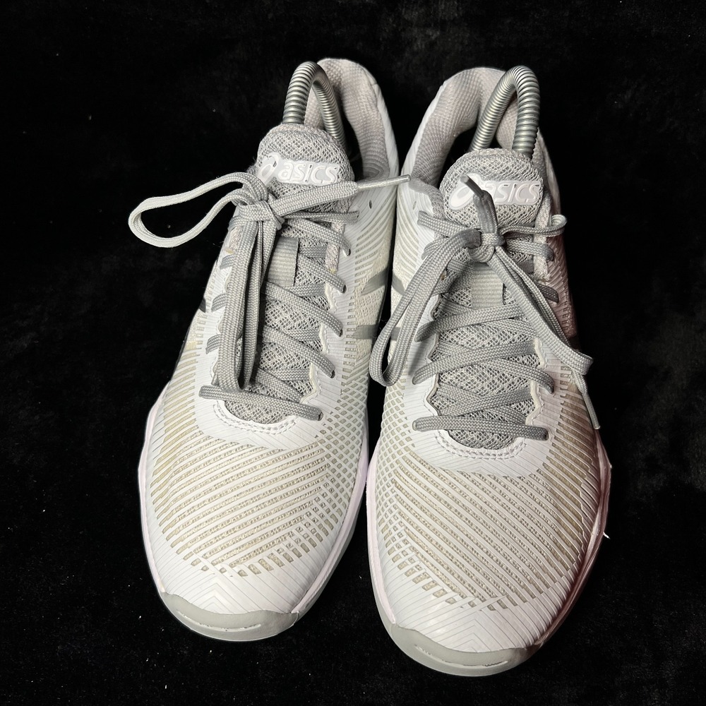 Asics Volley Elite FF B751N Womens 8 Athletic Running Shoes White Silver Sneaker - Picture 2 of 7